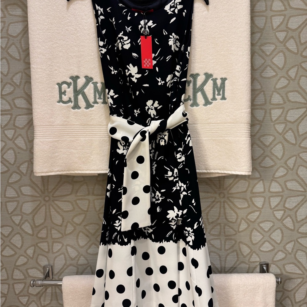 Carolina Herrera Navy and White Sleeveless Sundress